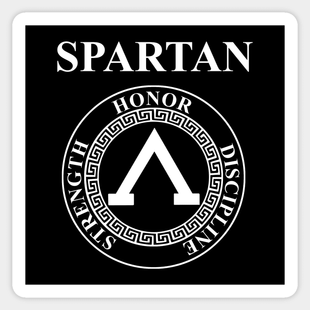 Spartan Shield Virtues of Sparta Lambda Sticker by AgemaApparel